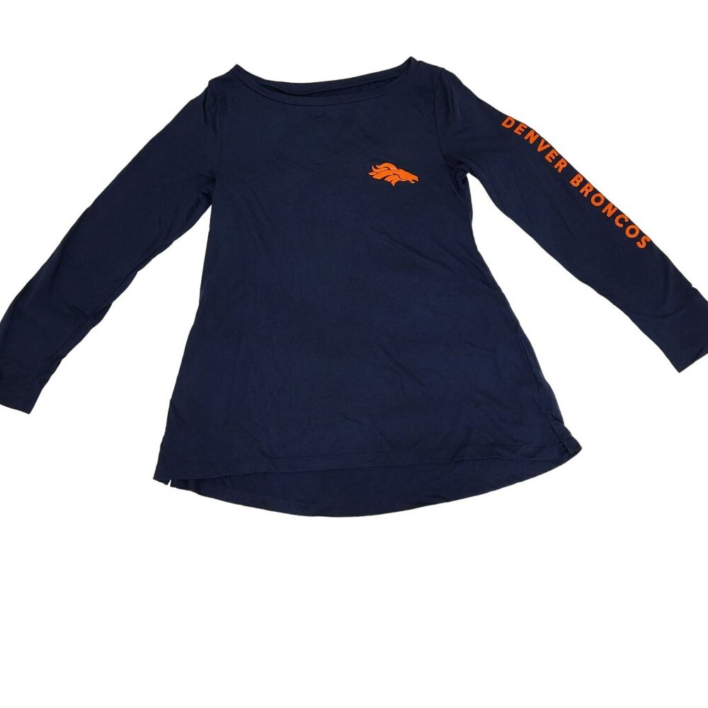 NFL Team Apparel Longsleeve T-Shirt Broncos Women's Small Blue Orange